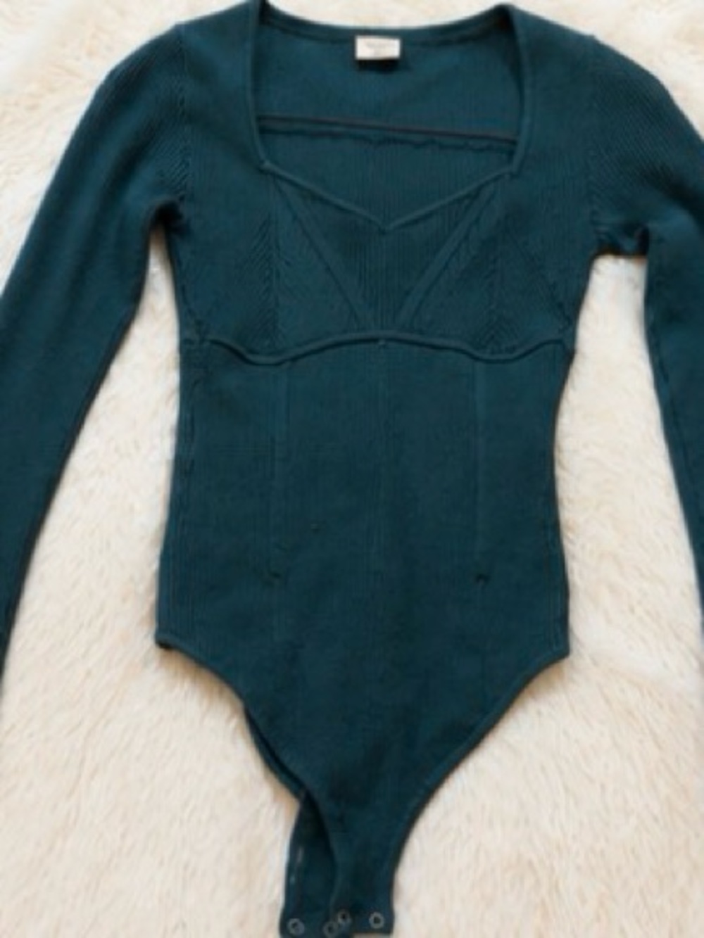 Abercrombie & Fitch Teal Ribbed Long Sleeve Bodysuit – Size XS